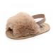 Girls Slippers - Plush Slip-On - Fur Sandals - Kids Slippers Non-Slip Open Toe Shoes - Toddler for House Flat Indoor Outdoor