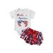 TheFound Newborn Baby Girls 4th of July Outfits Summer Short Sleeve Romper American Flag Ruffle Shorts Clothes