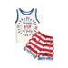 Binwwede 4th of July Toddler Baby Girl boy American Flag Outfit Sleeveless Tank top + high Elastic Shorts Summer Clothes Set MHX