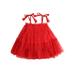 LWXQWDS Toddler Baby Girl Christmas Tulle Dresses Stars Sequin Tutu Dresses Sleeveless Layered Princess Sundress Red Sequins 12-18 Months