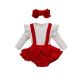 Gupgi Baby Girl Velvet Clothes Newborn Winter Top Ruffle Overall Skirt
