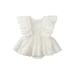 One opening Infant Girls Summer Lovely Daily Romper Tutu Skirt White Fly Sleeves Round Neck Lace One-piece