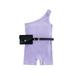 TheFound Toddler Baby Girl Summer Clothes Ribbed Sleeveless Romper One Shoulder Jumpsuit Outfits Playsuit+Belt Bag