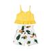 Canrulo Toddler Kid Baby Girls Clothes Sling Tops Vest Pineapple Shorts Holiday Summer Outfits Yellow 3-4 Years