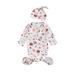 IZhansean Newborn Baby Girls Sleeping Bags+Hats 2pcs Animal Flowers Print Long Sleeve Sleepwear Set White Pink 0-3 Months