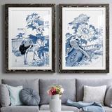 Red Barrel Studio® Blue & Asian Garden I - 2 Piece Picture Frame Painting Set Paper in White | 47 H x 31.5 W in | Wayfair