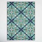 Blue/Navy 94.49 x 0.15 in Area Rug - Lark Manor™ Deltana Floral Blue/Turquoise/Green/White Indoor/Outdoor Area Rug, | 94.49 W x 0.15 D in | Wayfair