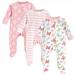 Touched by Nature Baby Girl Organic Cotton Zipper Sleep and Play 3pk Butterflies 3-6 Months