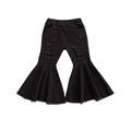 Canrulo Toddler Baby Girls Bell-Bottoms Pant Denim High Waist Wide Leg Jeans Trousers Black 2-3 Years