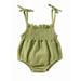 Bebiullo Newborn Infant Baby Girl Summer Romper Spaghetti Strap Bodysuit Sleeveless Jumpsuit Outfits Green 0-3 Months