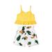 Musuos Baby Girls Summer Clothes Set Sleeveless Solid Color Ruffle Camisole+Pineapple Print High Waist Shorts Kids 2Pcs Outfits