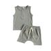 Caitzr Summer Baby Girls Boys Solid Sleeveless Tank Elastic Waist Shorts with Pockets Set