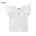 Puloru Baby Girl Fly Sleeve T-shirt Solid Color Summer Cute Casual Top