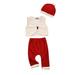 Yinyinxull Newborn Baby Boy Girl Christmas Outfits Sleeveless Plush Velvet Fleece Button Vest Waistcoat Long Pants with Hat Clothes Red 0-3 Months