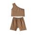 Gupgi Kids Baby Girls Outfit Set One Shoulder Solid Color Tops Shorts Set