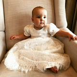 Baby Girls Baptism Dress Christening Gown with Bonnet 18M