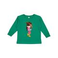 Inktastic Cowboy Girl Girl With Cowboy Hat Brown Hair Girls Long Sleeve Toddler T-Shirt