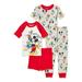 Disney Mickey Mouse Toddler Boys Snug Fit Cotton Short Sleeve T-Shirt & Pants 4-Piece Pajama Set Sizes 2T-5T