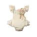 Sedceaty Elegant Baby Girl Romper Sleeveless Square Neck Lace Hem Solid Color Flower Stitch Playsuit with Lace Skirt