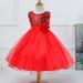 [BRAND CLEARANCE!!!] 3-10T Girl Sleeveless Sequins Formal Dress Princess Pageant Dresses Kids Prom Ball Gown for Wedding Party (Red)