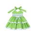 Cotton-Blend Fishing for Polka Dots Halter Dress for Toddlers and Girls (Lime 2T)