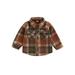 jaweiwi Toddler Baby Autumn Coat Plaid Printed Long Sleeve Lapel Shirt Button Closure Outwear for Girls Boys 6 12 18 24 Month 3 4 Years