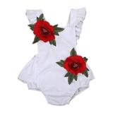 Pudcoco Newborn Baby Girl Clothes Flower Backless Romper Bodysuit Sunsuit