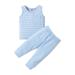 Musuos Infant Baby Girls Boys Suit Stripe Printed Round Neck Sleeveless Tops+Solid Color Long Pants