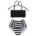 Dewadbow Baby Kids Girls Bikini Set Swimwear Striped Bow Bathing Suit