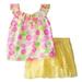 Little Lass Toddler Girls Floral Top & Yellow Skort Scooter Outfit 2 PC Set 2T