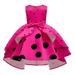 Zpanxa Baby Girls Retro Polka Dot Dress Toddler Girls Princess Dress Little Girls Party Wedding Dress Rose Print Kids Pageant Flower Girl Sleeveless Dress Christmas Dress Hot Pink (6-7 Years)