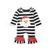 Binwwede Baby Girls Christmas Romper Stripe Deer/Santa Embroidery Long Sleeve Ruffles Flare Jumpsuits