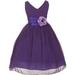 Toddler Girls Chiffon V Neck Back to School Party Birthday Flower Girl Dress Purple Size 2 (M10B82K)