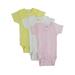 Girl s Yellow White Pink Rib Knit Pastel Short Sleeve bodysuit 3 Pc