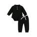 Dewadbow Toddler Baby Boy Girl Fall Clothes Romper Tops Pants Set Outfit