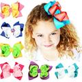 7 Pcs 4.7 Baby Girls Huge Grosgrain Ribbon Boutique Hair Bows Kids Hair Clip