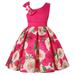 Zpanxa Baby Girls One Shoulder Dress Toddler Girls Princess Dress Little Girls Party Wedding Formal Dress Rose Print Kids Pageant Flower Girl Sleeveless Dress Hot Pink (2-3 Years)