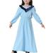 Fesfesfes Muslim Long Dress Medium Big Girls Long Sleeve Dress Casual Waist Pleated V Neck Colorblock Dress