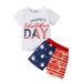 TAIAOJING Outfits For Girls Toddler Kids Baby Boys Summer Short Sleeve Independence Day T Shirt Tops Stars Stripes Shorts Set Girl Clothing 4-5 Years