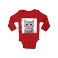 Awkward Styles Pink Gum One Piece Animal Clothing Bodysuit Long Sleeve Cat Clothing Pink Mood Gifts for Kids Cat Lovers Baby Boy Clothing Baby Girl Clothing Cat One Piece Gifts for Baby Cute Bodysuit