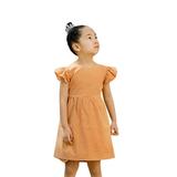 JYYYBF 1-6Y Princess Summer Baby Girls Dress Ruffles Sleeve Solid Backless Bowknot Knee Length A-Line Dress Ginger 4 Years