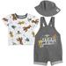 Star Wars Yoda R2-D2 Chewbacca Infant Baby Boys French Terry Short Overalls T-Shirt and Hat 3 Piece Outfit Set Newborn to Infant