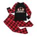 TAIAOJING Matching Christmas Pajamas for Family and Couples Fashion Kids Sleepwear For Christmas Cute Big Headed Deer Print Pjs Plaid Long Sleeve Tops And Pants Sleepwear