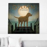 Red Barrel Studio® Moonrise Yellow Dog Golden Pond (Square) By Ryan Fowler Print Canvas in Black/Green | 24 H x 24 W x 1.5 D in | Wayfair