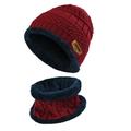 Vbiger Kids Winter Hat & Scarf Set Warm Knit Beanie Hat Circle Scarf Neck Warmer with Fleece Lining Cold Weather Thick Knit Skull Cap for Children Boys Girls - Red