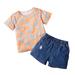 2T Baby Girl Clothes Baby Girls 2PCS Outfits Letter Print Short Sleeve Tops Jeans Shorts Set 2-3T Baby Girls Summer Outfits Blue