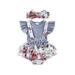 COUTEXYI Baby Girl s Romper Round Neck Ruffle Sleeve Bowknot Decorated Floral Printed Patchwork Romper + Headband