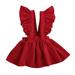 Kids Toddler Baby Girls Overall Dress Soft Corduroy A-Line Solid Color suspender Skirt Clothes