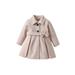 JYYYBF Toddler Baby Girls Woolen Trench Coat Long Sleeve Turn Down Collar Button Breast Mid-length Jacket Outwear Khaki 2-3 Years