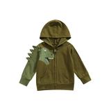 Canrulo Kids Toddler Boys Dinosaur Pattern Hooded Sweatshirt Long Sleeve Zipper Cardigan Coat Clothes Green 4-5 Years